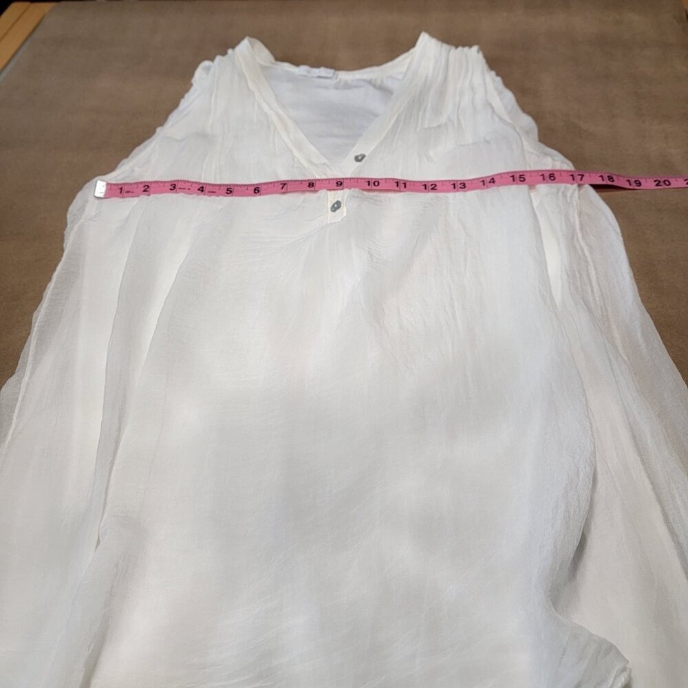 Made in Italy 100% Silk Layered / Tiered White Sleeveless Midi Dress - Picture 5 of 9